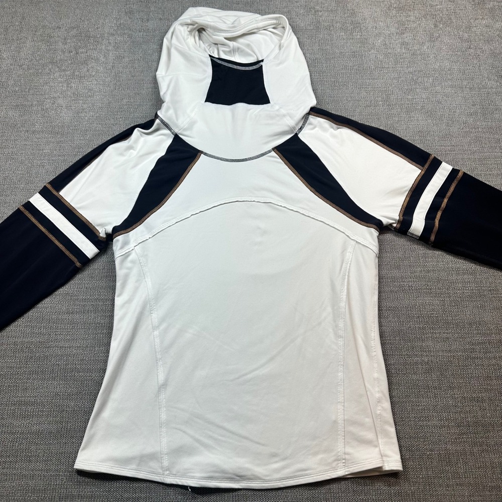 FP Movement Hoodie Womens Large White‎ Black Colorblock Activewear Long Sleeve